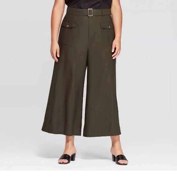 Who What Wear Pants - Who What Wear Olive‎ Green Wide Leg Gaucho Pants Size 4